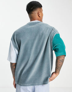 Ribbed velour oversized blue greencolour