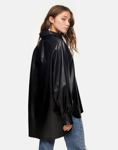 Topshop faux leather oversized shirt