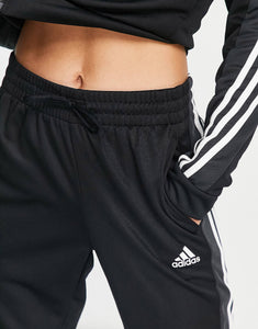 adidas 3 Stripe tracksuit black