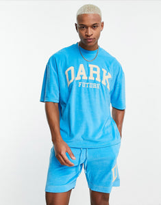 Dark Future co-ord oversized t-shirt towelling blue