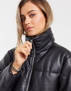 New Look Faux leather - Puffer jacket