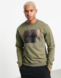 HUGO Duragol blurred box logo sweatshirt green