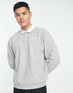 Nike Club long sleeve polo top grey