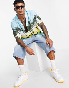 Shirt tropical scenic print