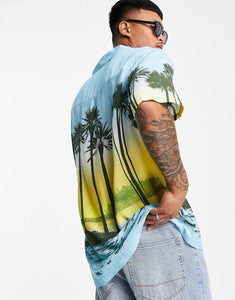 Shirt tropical scenic print