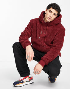 Karl Kani teddy hoodie burgundy