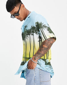 Shirt tropical scenic print