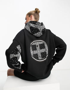 The Couture Club oversized hoodie pasiley black