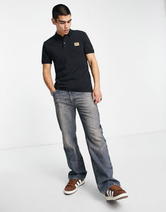 HUGO Dereso slim fit gold logo polo shirt black