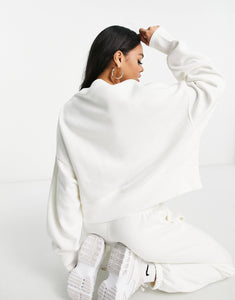 Nike mini swoosh oversized crop sweatshirt white