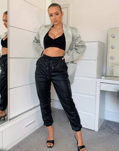 Leather look jogger - Trenerka të poshtme