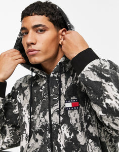 Tommy Jeans camo fleece hoodie black