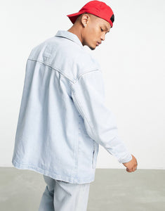 Tommy Jeans oversized denim overshirt jacket bleach wash