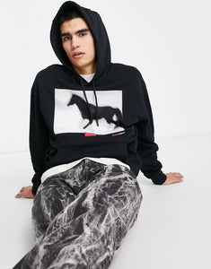 HUGO x I AM WILD Dorse relaxed fit hoodie black