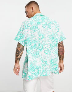 Relaxed shirt green floral