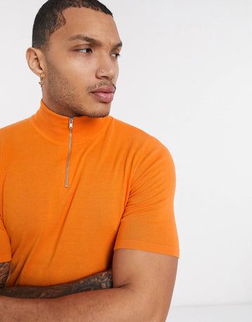 Maic knitted half zip - Orange