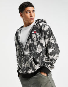 Tommy Jeans camo fleece hoodie black