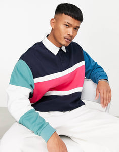 Oversized rugby sweatshirt colour block