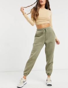 Hourglass oversized joggers - in pale khaki