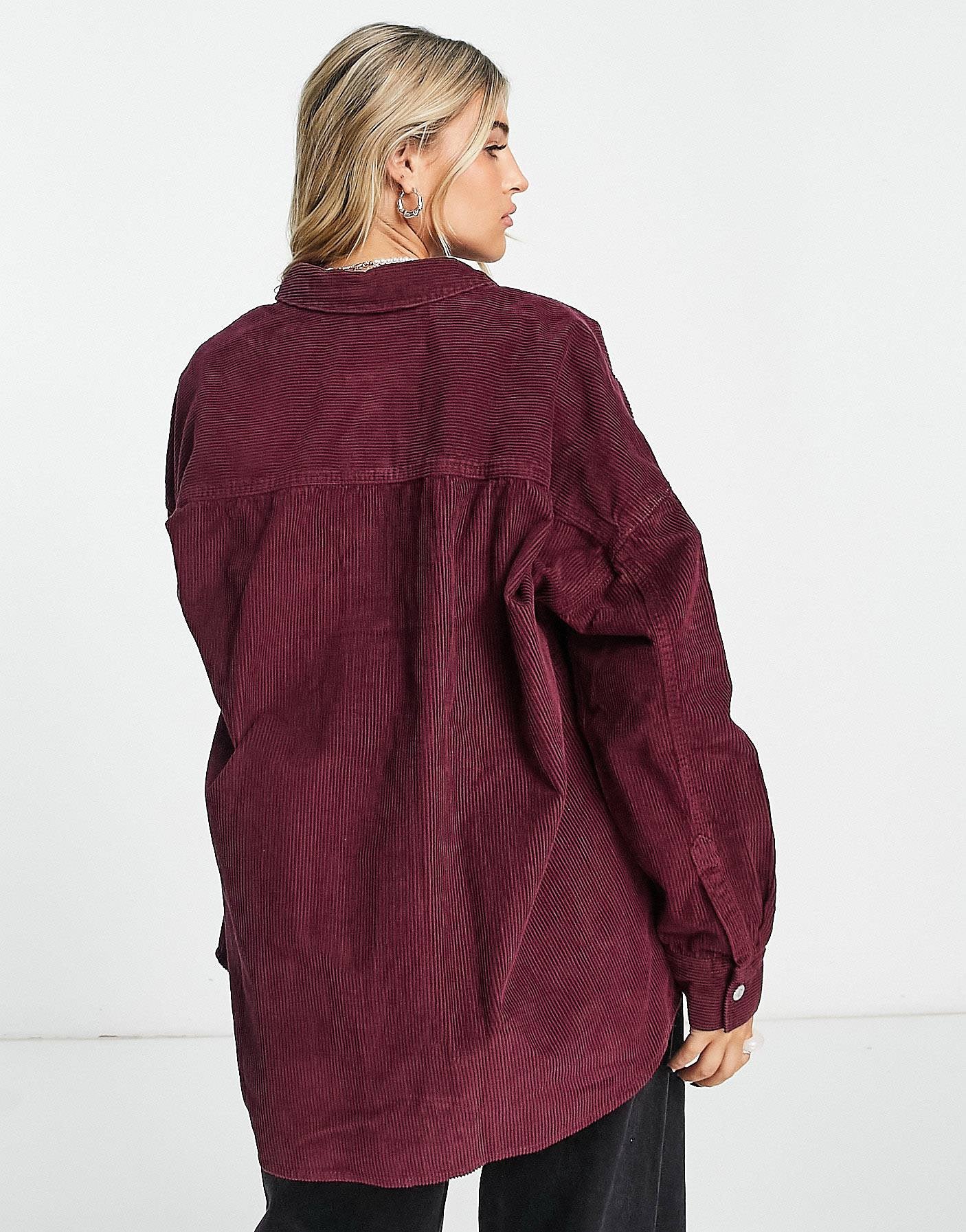 Tommy Jeans corduroy overshirt burgundy