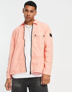 Boss Lool zip through overshirt pink