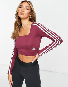 adidas Originals adicolor crop top crimson