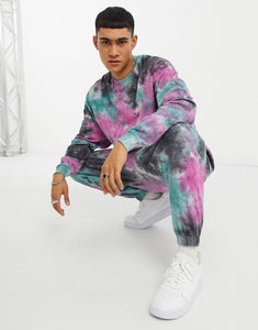 Co-ord oversized tracksuit in tie dye pique