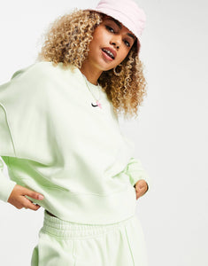 Nike cropped fleece lime green