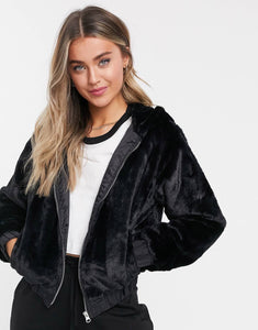 Threadbare faux fur coat