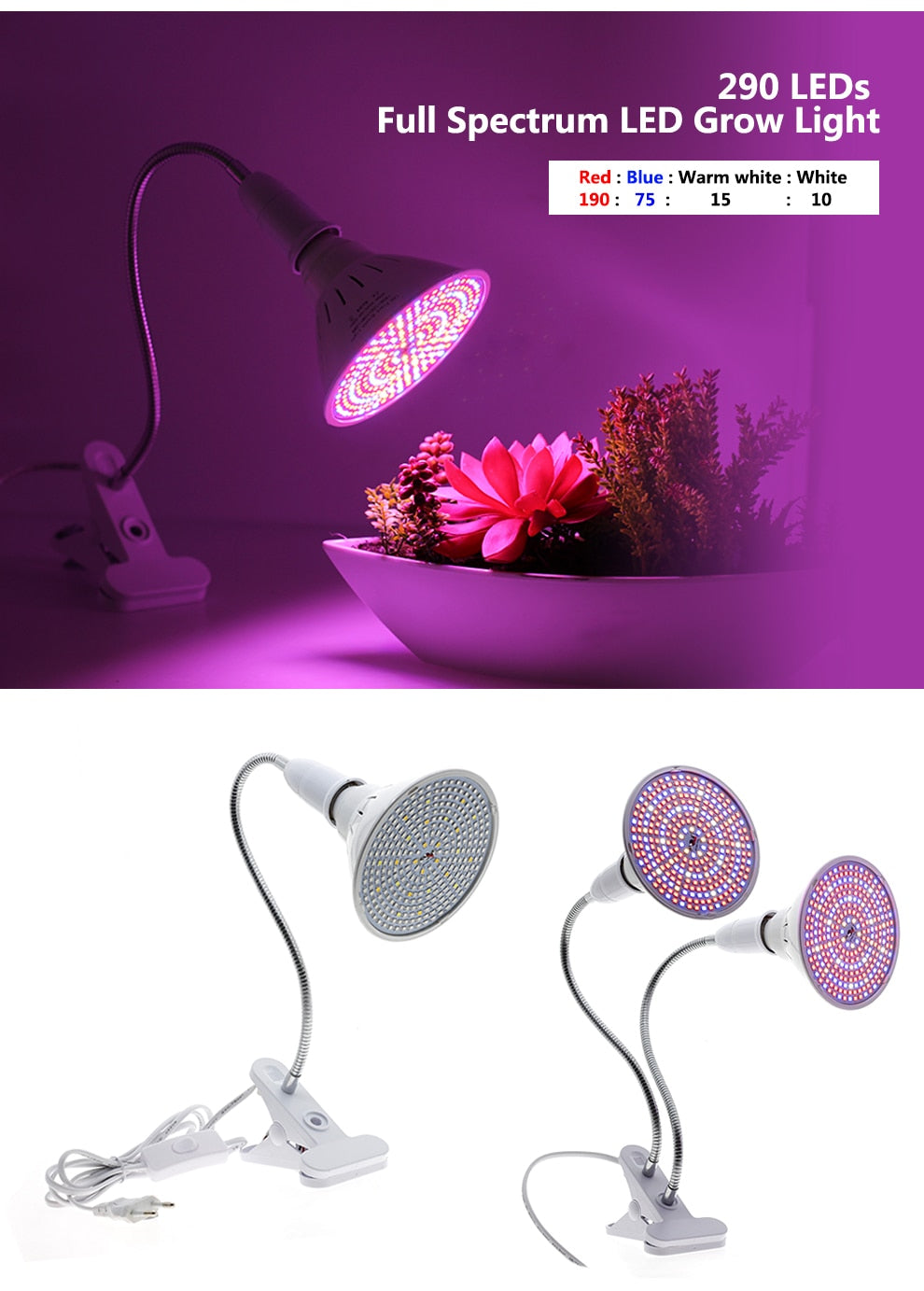 Drita e Rritjes te bimeve LED me spektër të plotë E27